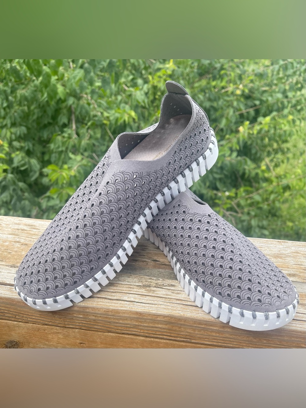 Ilse Jacobsen Gray Patterned Slip-On Loafers - Like New!